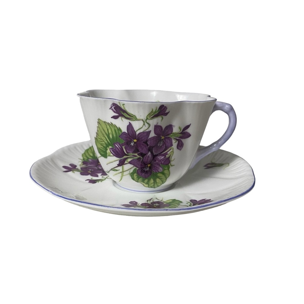 Shelley Violets Dainty Teacup and Saucer Bone China 13821